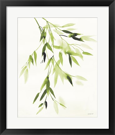 Framed Bamboo Leaves IV Green Print