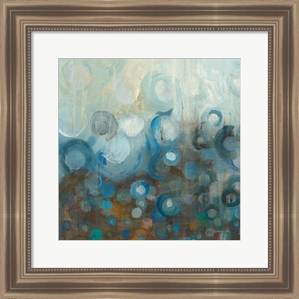 Framed Blue and Bronze Dots VII Print