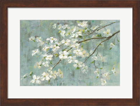 Framed Dogwood in Spring on Blue Print