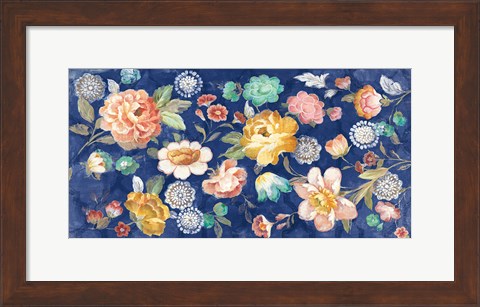 Framed Garden of Delight Indigo I Print