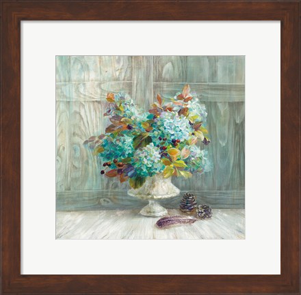 Framed Rustic Florals Blue Print