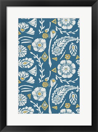 Framed Nordic Woodcut Pattern X Print