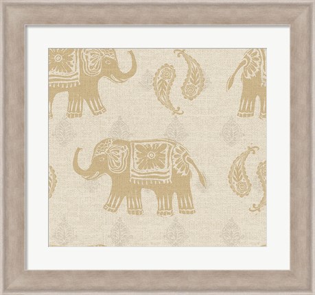 Framed Elephant Caravan Patterns I Print