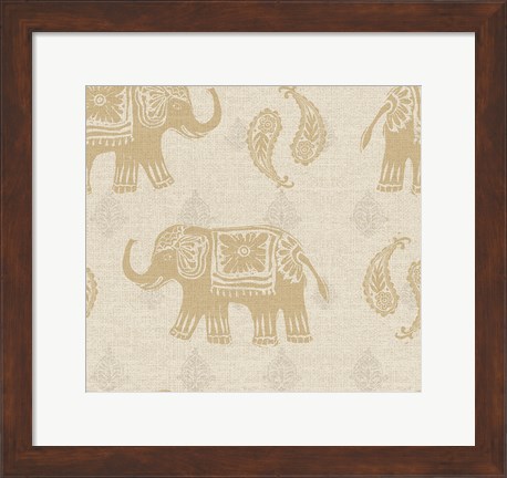 Framed Elephant Caravan Patterns I Print