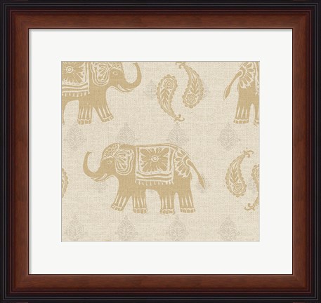 Framed Elephant Caravan Patterns I Print