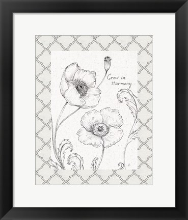 Framed Blossom Sketches Words I Border Print