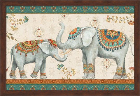 Framed Elephant Walk I Print