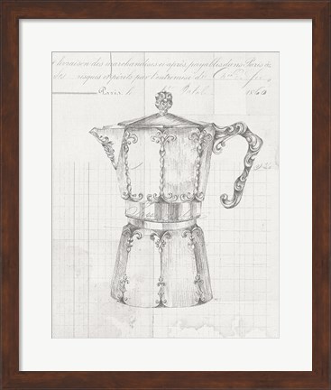 Framed Authentic Coffee III White Gray Print