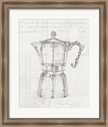 Framed Authentic Coffee III White Gray Print