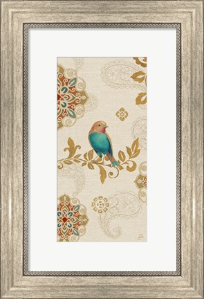 Framed Bird Rainbow Blue Panel Print