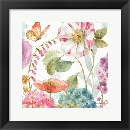 Framed Rainbow Seeds Flowers II Print