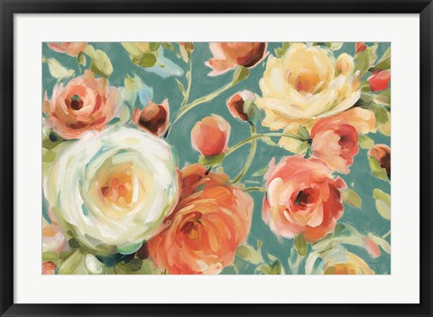 Framed Florabundance I Autumn Teal Print