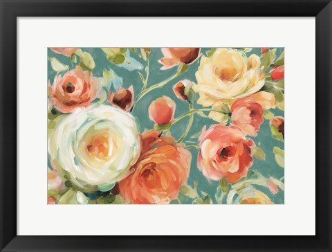 Framed Florabundance I Autumn Teal Print