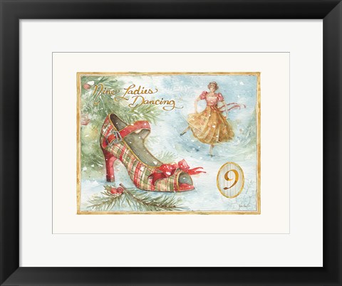 Framed 12 Days of Christmas IX Print