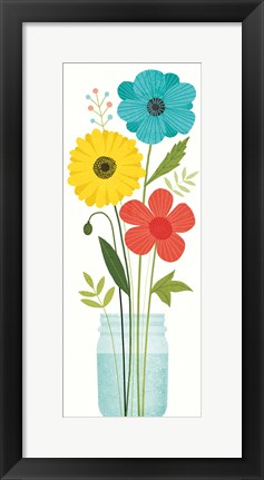 Framed Seaside Bouquet V Mason Jar no Word Print