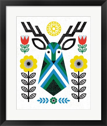 Framed Folk Lodge Deer II Print