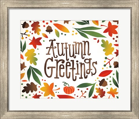 Framed Harvest Time Autumn Greetings Print