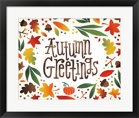 Framed Harvest Time Autumn Greetings Print