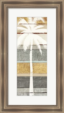 Framed Beachscape Palms V Gold Neutral Print