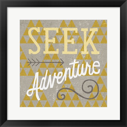 Framed Mod Triangles Seek Adventure Retro Print