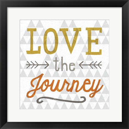 Framed Mod Triangles Love the Journey Retro Print