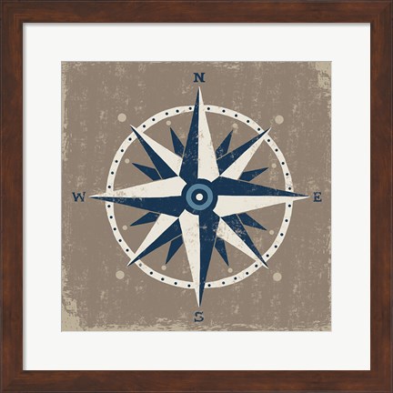 Framed Nautical Compass Print