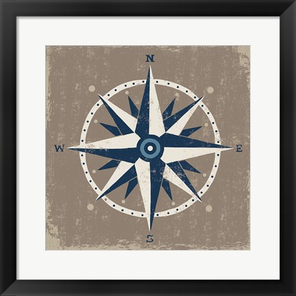 Framed Nautical Compass Print