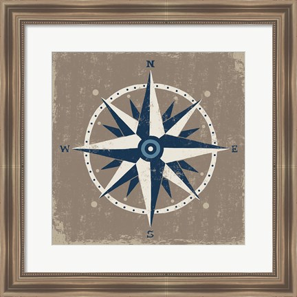 Framed Nautical Compass Print