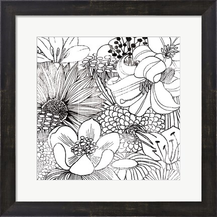 Framed Contemporary Garden II Black and White Print