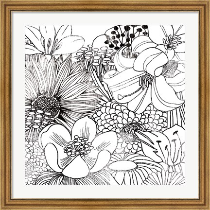 Framed Contemporary Garden II Black and White Print