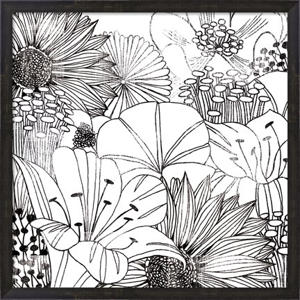 Framed Contemporary Garden I Black and White Print
