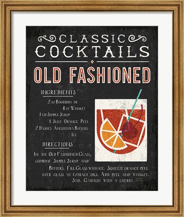 Framed Classic Cocktail Old Fashioned Print