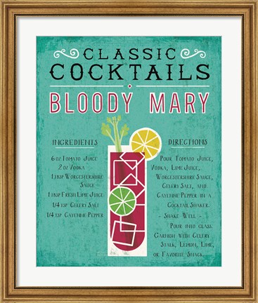 Framed Classic Cocktail Bloody Mary Print