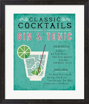 Framed Classic Cocktail Gin and Tonic Print