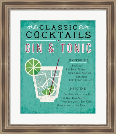 Framed Classic Cocktail Gin and Tonic Print