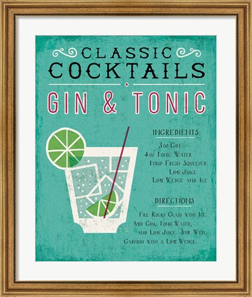 Framed Classic Cocktail Gin and Tonic Print