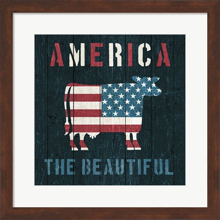 Framed American Farm Cow Print