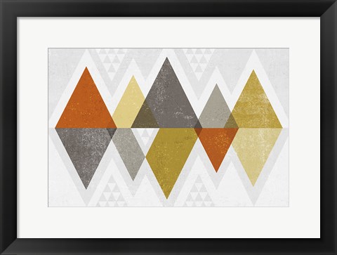 Framed Mod Triangles II Retro Print