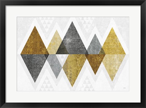 Framed Mod Triangles II Gold Print