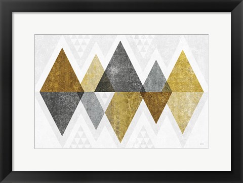 Framed Mod Triangles II Gold Print