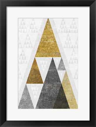 Framed Mod Triangles III Gold Print