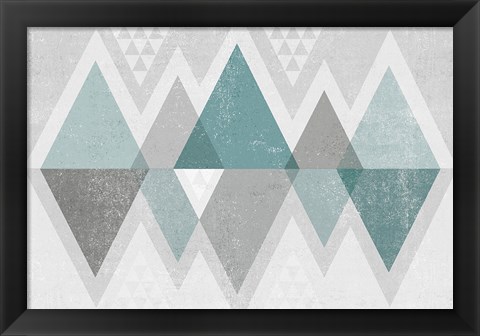 Framed Mod Triangles II Grey Print