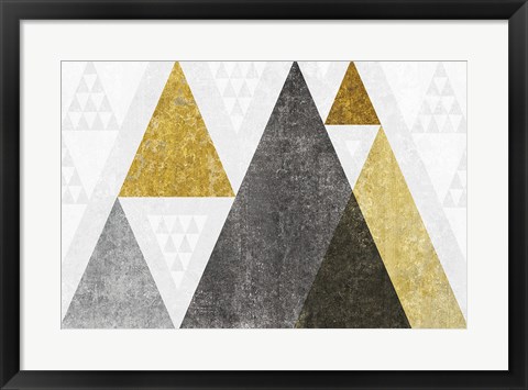 Framed Mod Triangles I Gold Print