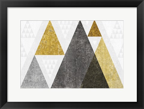 Framed Mod Triangles I Gold Print