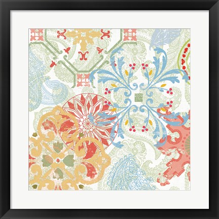 Framed Crimson Stamps II Spring Print