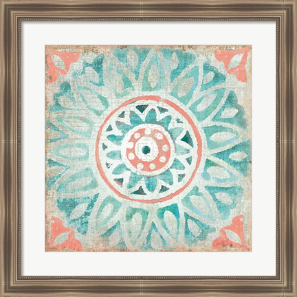 Framed Ocean Tales Tile VII Coral Print