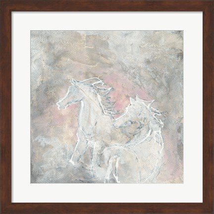 Framed Blush Horses I Print