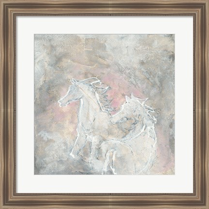 Framed Blush Horses I Print