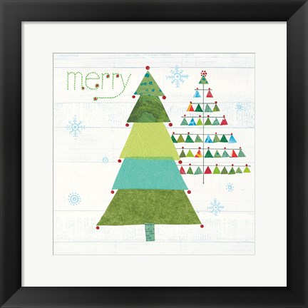 Framed Christmas Patchwork I Print