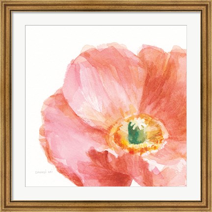 Framed Garden Poppy Flipped on White Crop Print